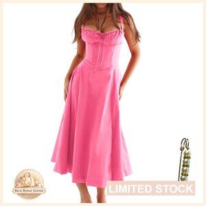 Midi Dress with Adjustable Straps Lightweight A-Line Casual Everyday Wear